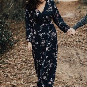 Floral Navy Wrap Maxi Dress